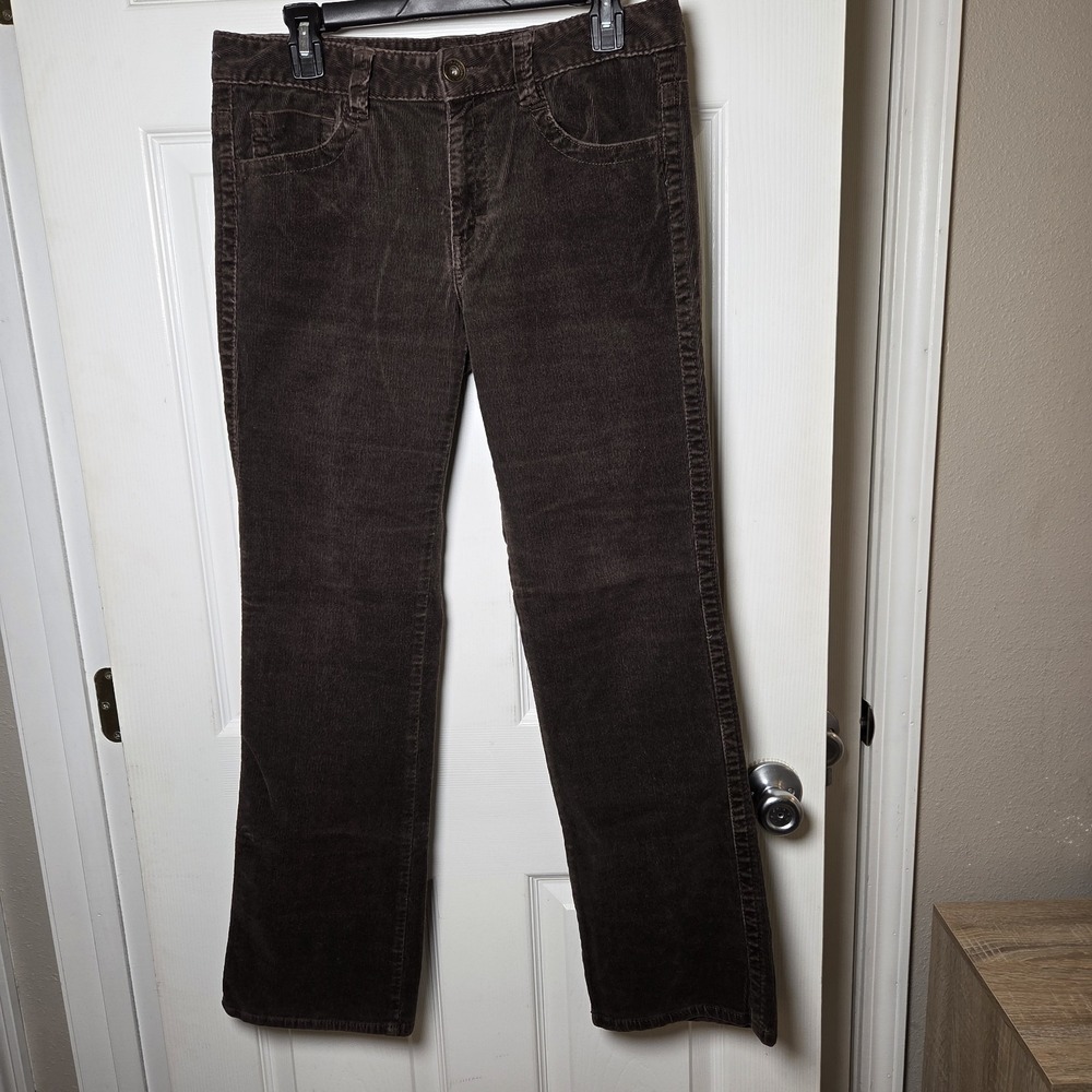 Calvin Klein Jeans Corduroy Pants Sz 8 Straight Leg Chocolate Brown Flap Pockets